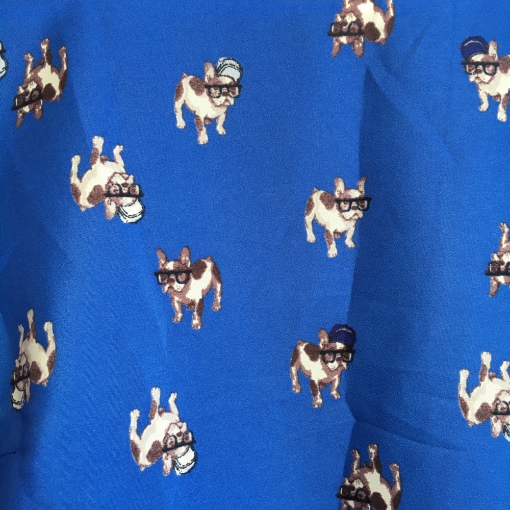 Adrienne Vittadini hipster French bulldog blouse - Picture 2 of 5